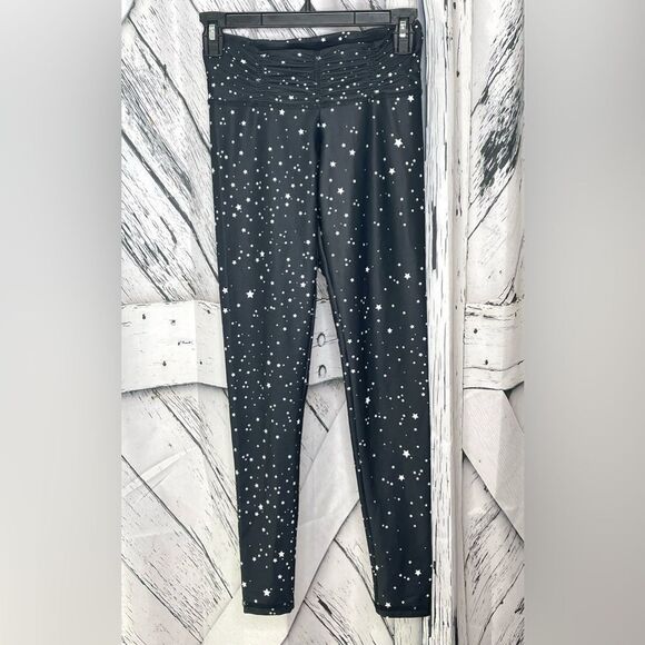STRUT THIS BLACK FULL LENGTH LEGGINGS W/WHITE STARS S - Picture 1 of 5